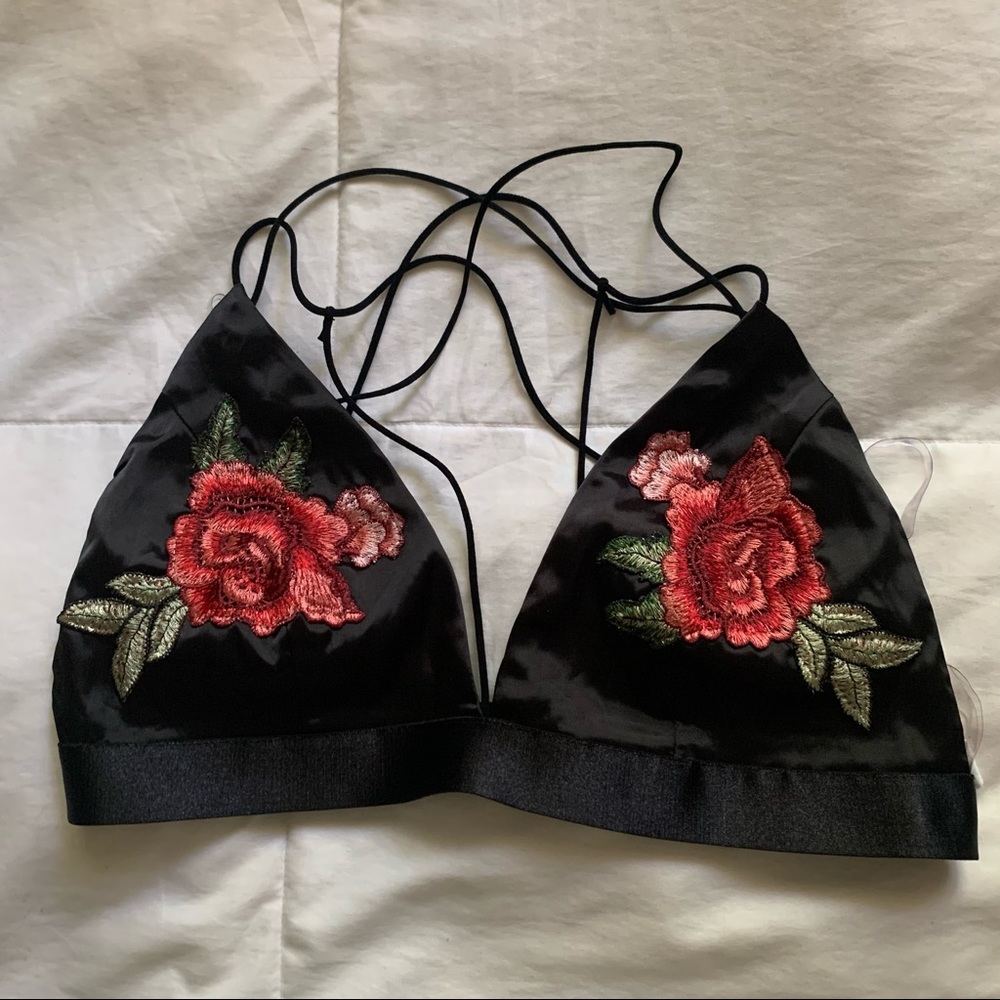 Silky satin floral bra top / bralette